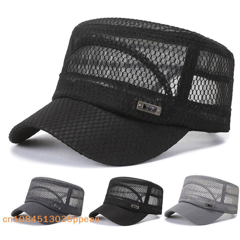 Snapback Hat Flat - {QTG333} Summer Men's Summer Hat Mesh