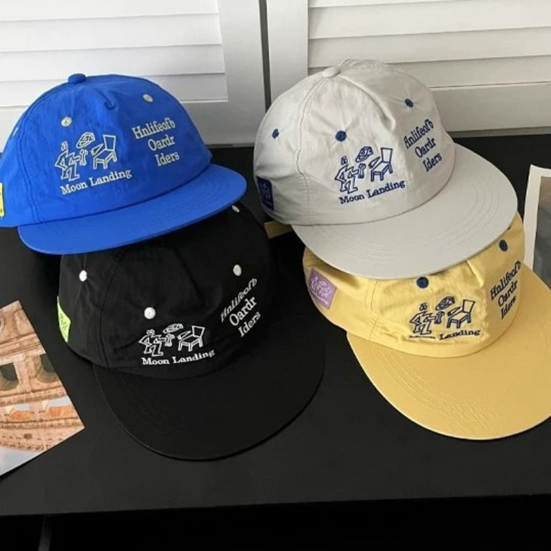 Snapback Hat Flat - Cartoon Embroidery Baseball Cap for Women