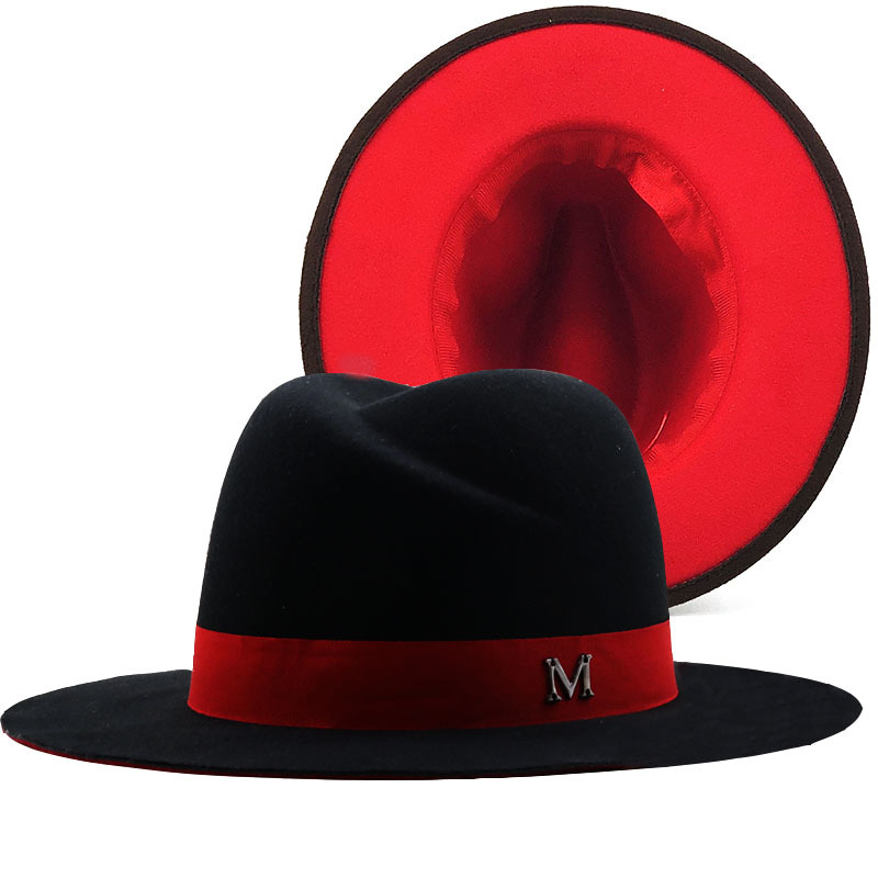 New Outer Black Inner red Wool – Fedora Hat Wool recenzja i cena