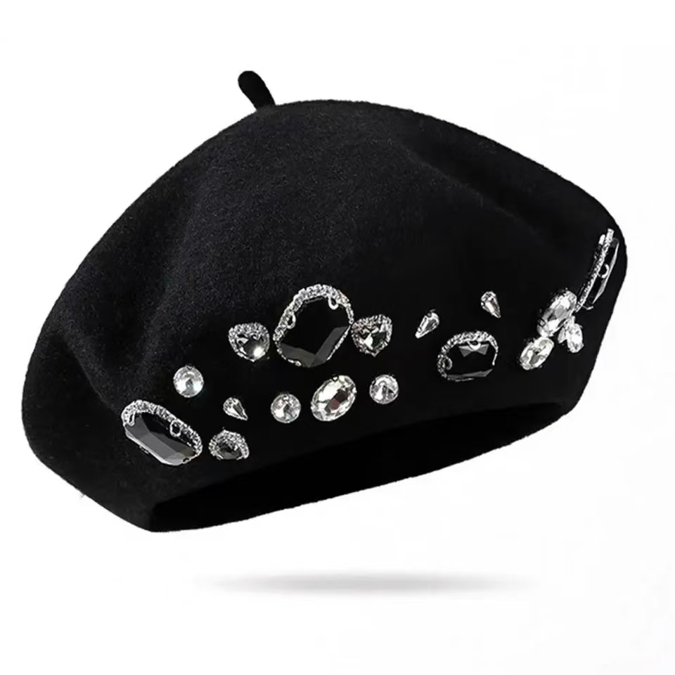 French Beret Thick Rhinestone  – Beret French Wool recenzja i cena