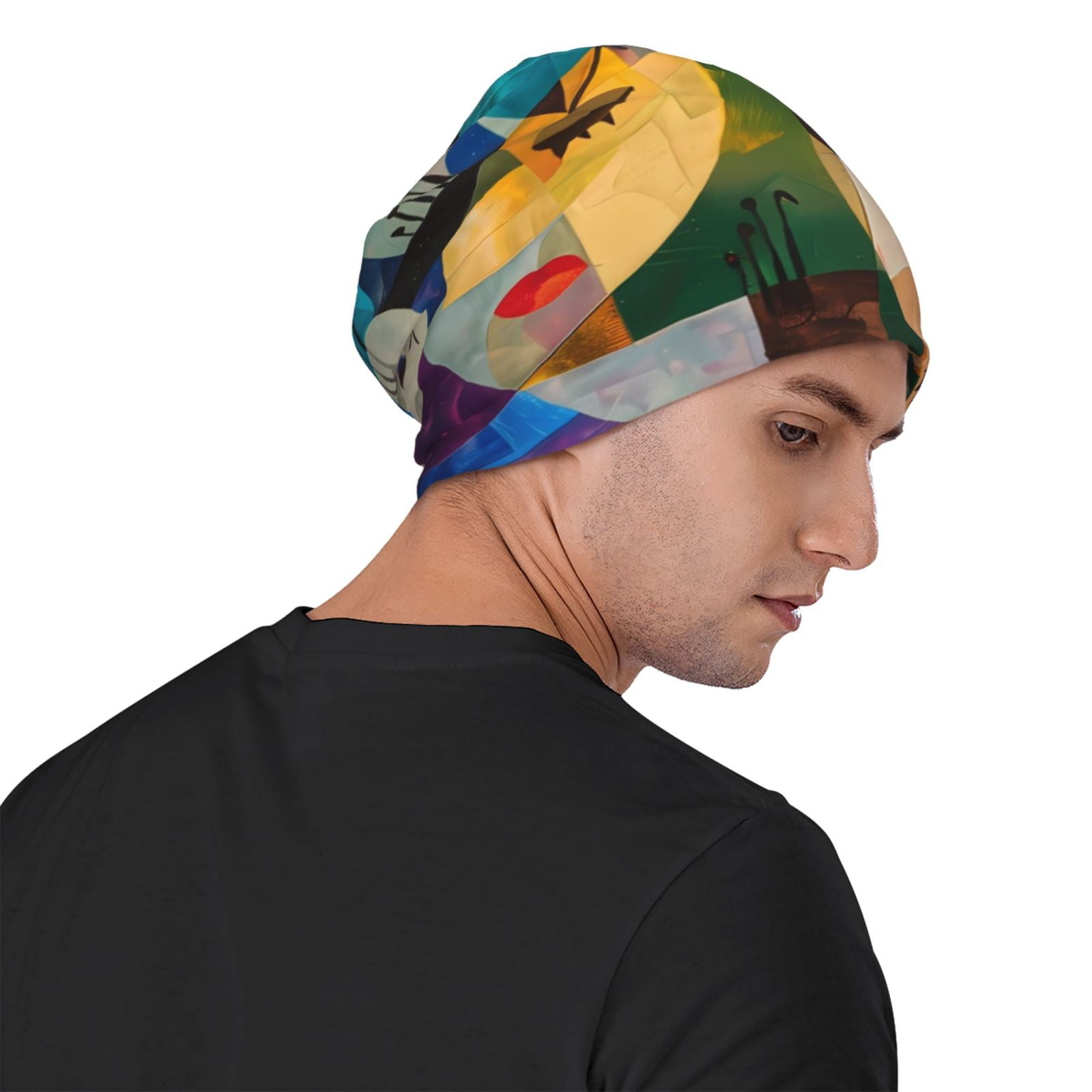 Abstract Musical Faces Printed – Beanie Cuffed Knit recenzja i cena
