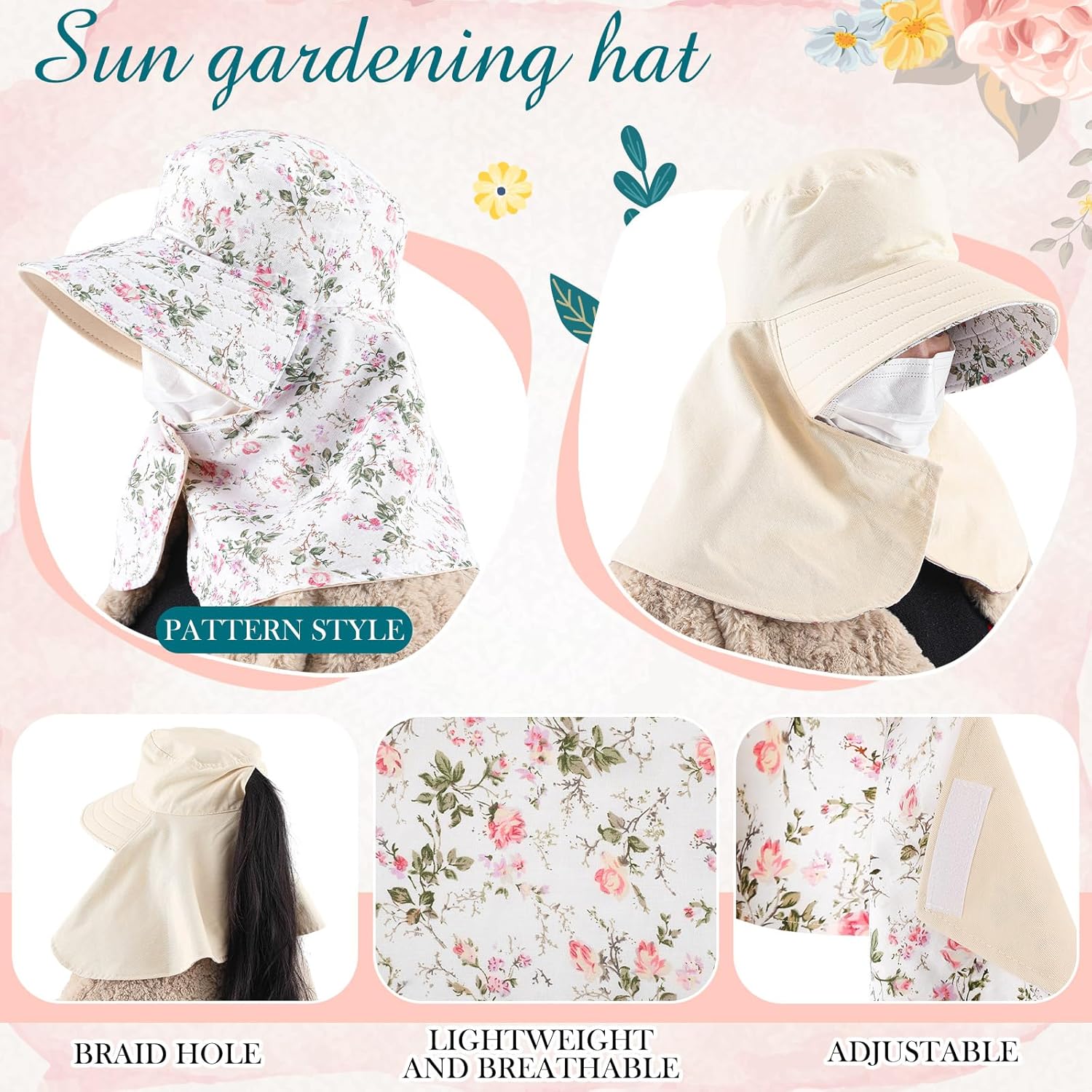 2 Pcs Floral Garden Hat for Wo – Visor Sun Hat recenzja i cena