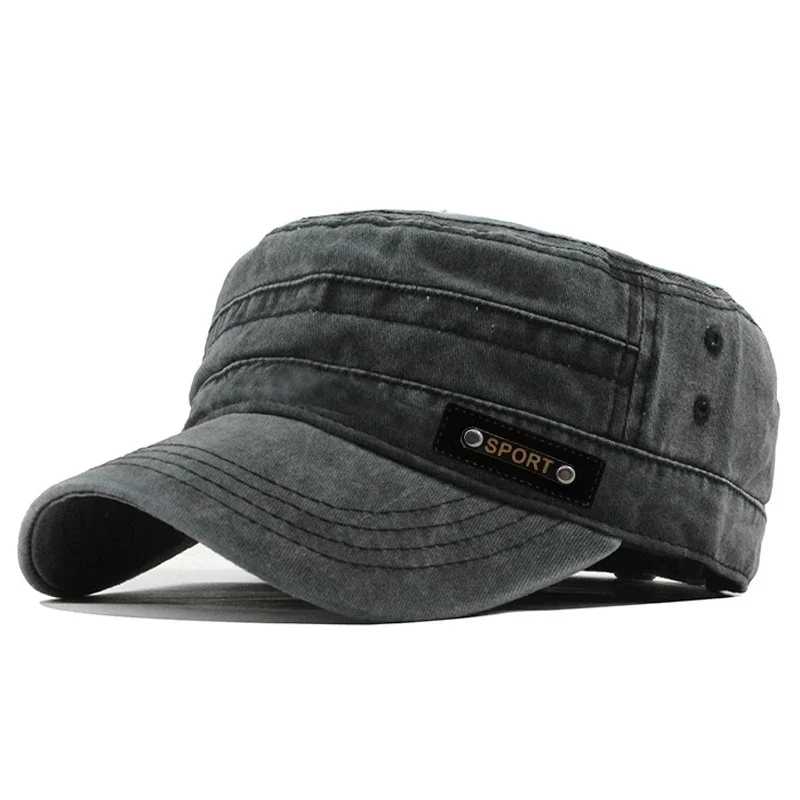Men Washed Cotton Flat Top Mil – Visor Sun Hat recenzja i cena