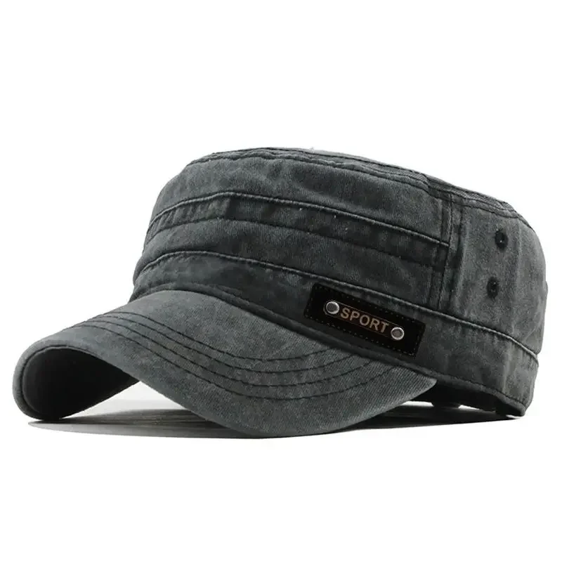 Men Washed Cotton Flat Top Mil – Visor Sun Hat recenzja i cena