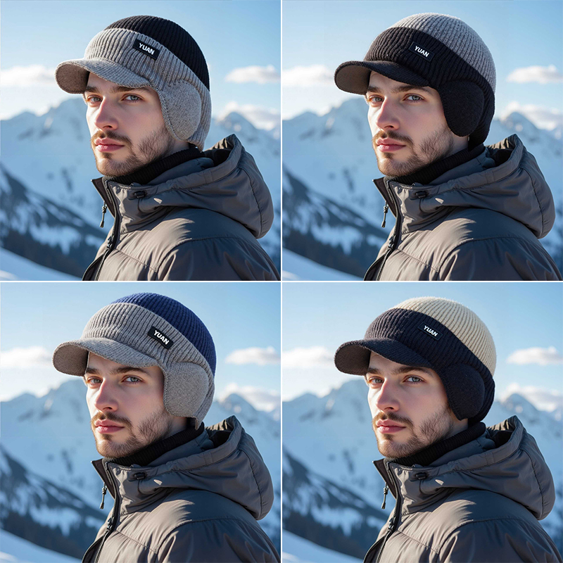 Dual-Tone Knit Baseball Cap- O – Trapper Hat Ear Flap recenzja i cena