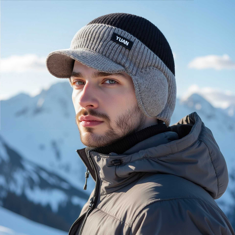 Dual-Tone Knit Baseball Cap- O – Trapper Hat Ear Flap recenzja i cena