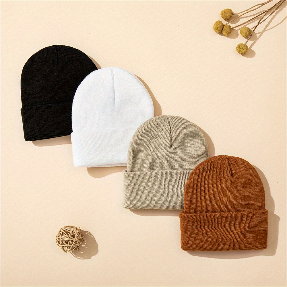 4pcs Baby Hat Knit Cuffed Bean – Beanie Cuffed Knit recenzja i cena