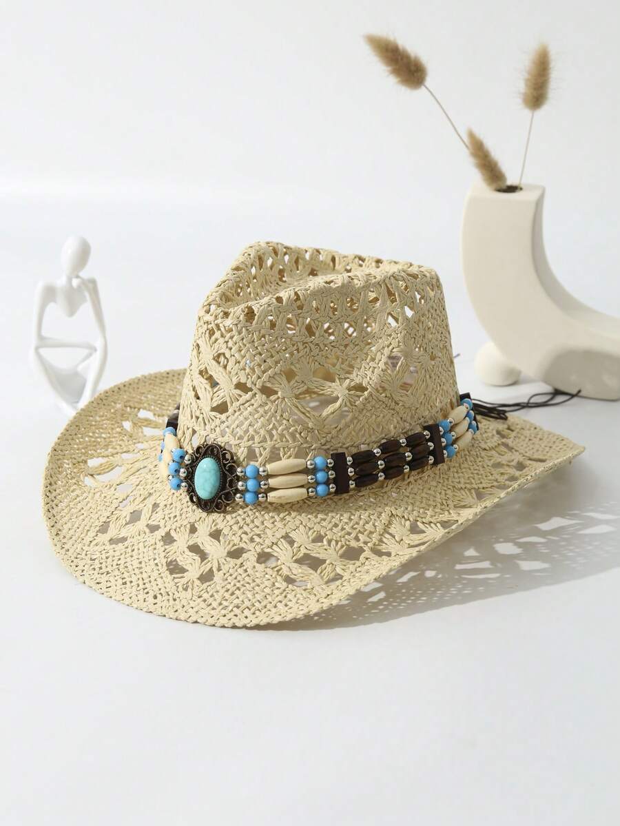 Unisex Turquoise Decorated Hol – Cowboy Hat Straw recenzja i cena