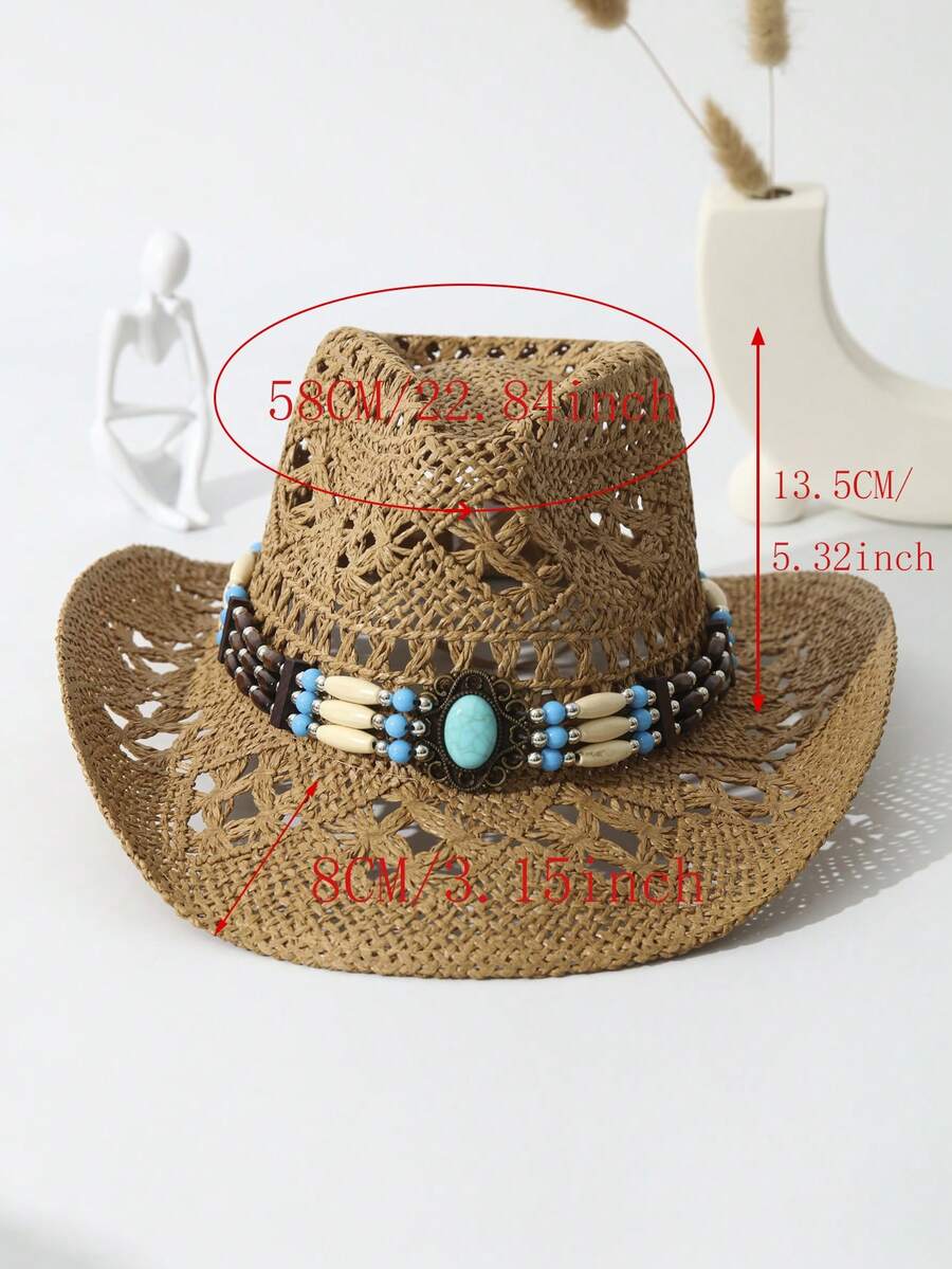 Unisex Turquoise Decorated Hol – Cowboy Hat Straw recenzja i cena