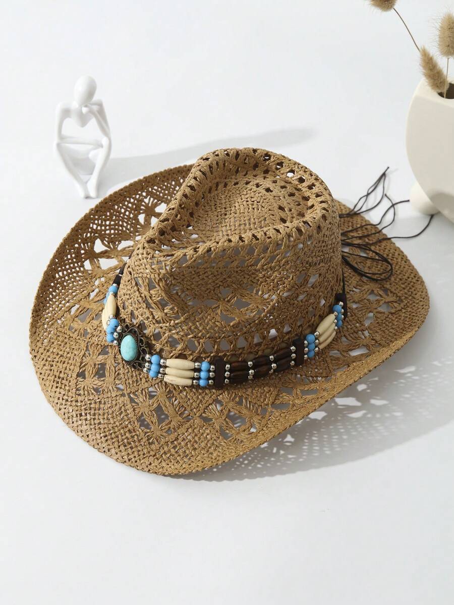 Unisex Turquoise Decorated Hol – Cowboy Hat Straw recenzja i cena