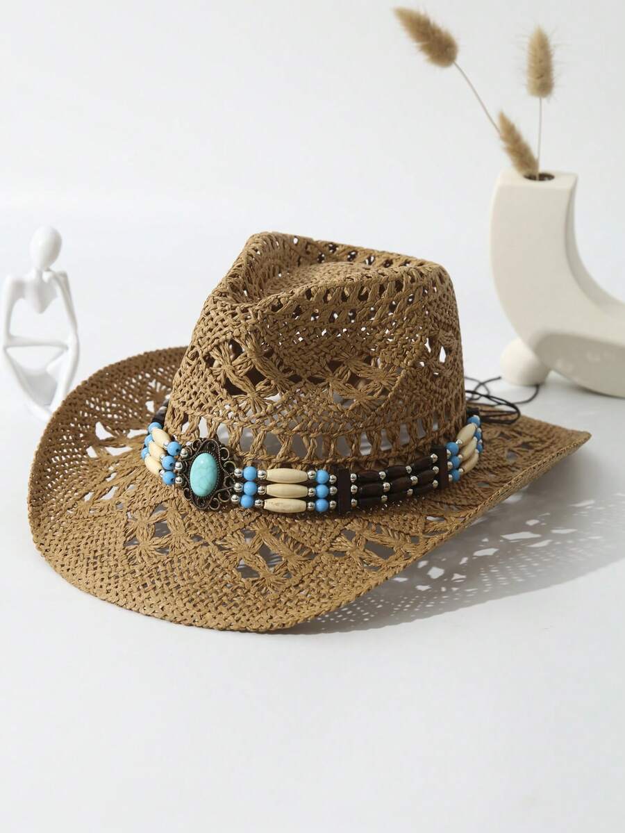 Unisex Turquoise Decorated Hol – Cowboy Hat Straw recenzja i cena