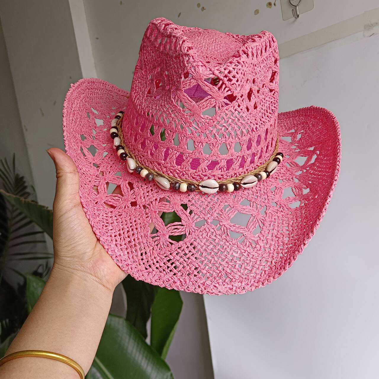 Pink Cowboy straw hat  hollow  – Cowboy Hat Straw recenzja i cena