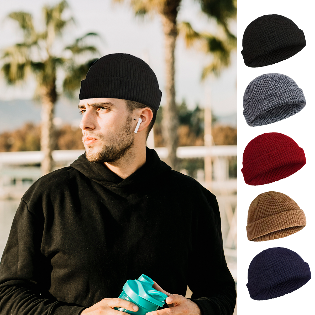 Winter Knitted Hat Warm Outdoo – Beanie Cuffed Knit recenzja i cena